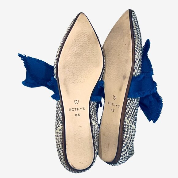 Rothys | Tan and Blue Textured Sparkly Mary Jane Pointed Flats 8.5 EUC - Picture 2 of 4